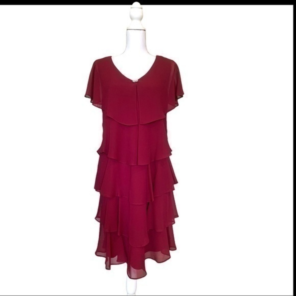 IGNITE burgundy tiered dress